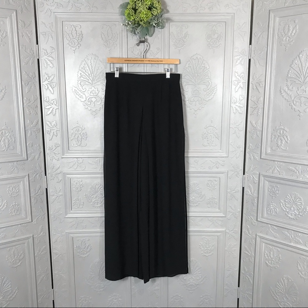 Women’s Joseph Ribkoff Elegant Black Drape Pants with Sheer Over Fabric